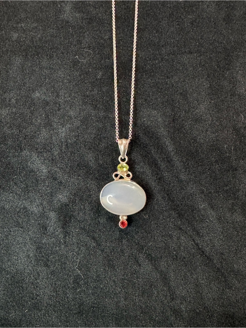 925 Sterling Silver Moonstone and gemstone Pendant Necklace